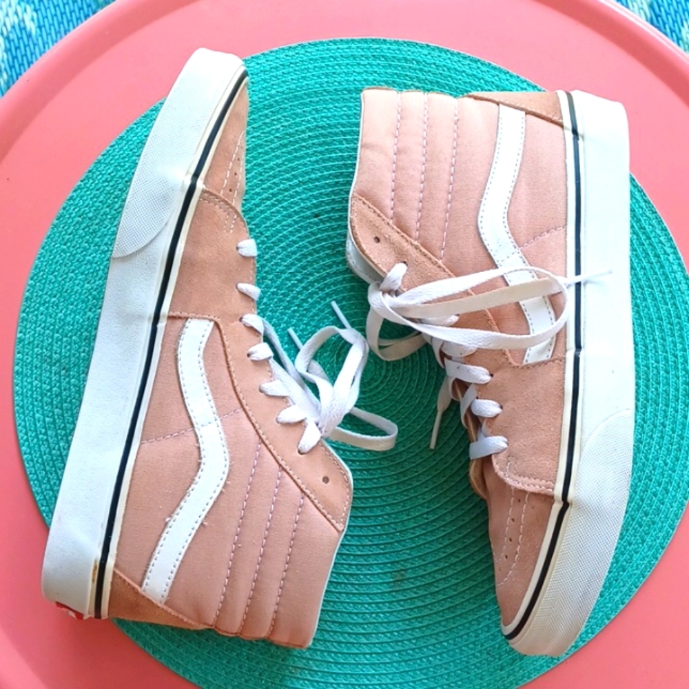 VANS Unisex Tan Sneakers Classic High-Tops Leather/Canvas M9 Or W10.5